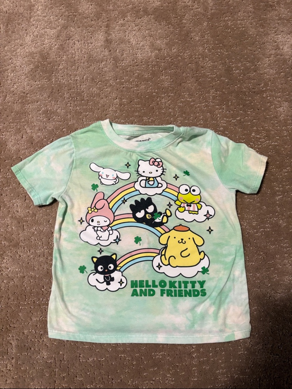 Hello Kitty St Patrick Day Green & Yellow  Tie-Dye Kids (Med 8) T-Shirt